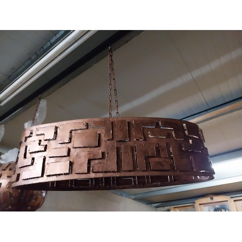 399 - Good quality copper designer chandelier {35 cm H x 120 cm W x 40 cm D}.