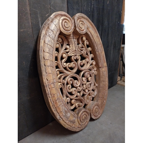 41 - Decorative Indian carved hardwood wall panel {123 cm H x 90 cm W x 10 cm D}.