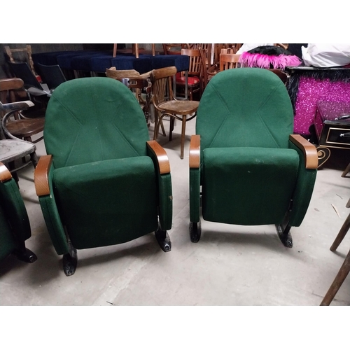 415 - Pair of cinema seats originally from The Irish Distillers building {80 cm H x 59 cm W x 85 cm D}.