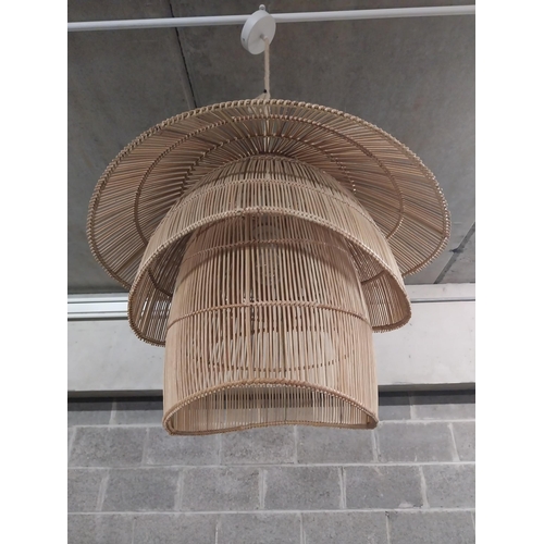 441 - Good quality wicker designer lamp shade {50 cm H x 60 cm W x 60 cm D}.