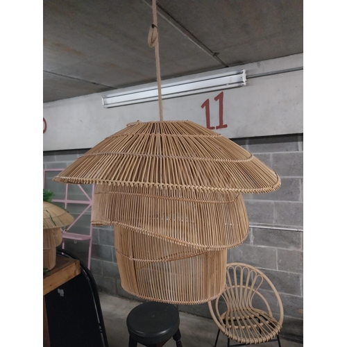 441 - Good quality wicker designer lamp shade {50 cm H x 60 cm W x 60 cm D}.