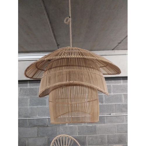 443 - Good quality wicker designer lamp shade {50 cm H x 60 cm W x 60 cm D}.