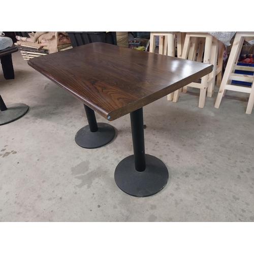 465 - Bar - cafe - pub - restaurant table with hardwood table on double metal base {79 cm H x 115 cm W x 6... 