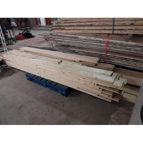 497 - Approximately seventeen yards of pine floorboards