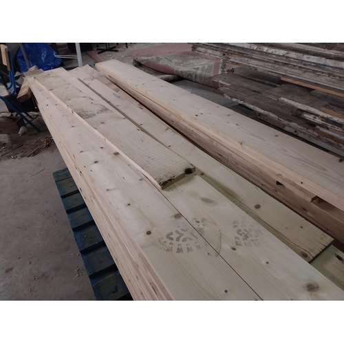 497 - Approximately seventeen yards of pine floorboards