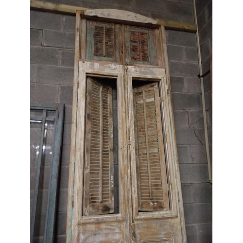 506 - Pair of 19th C. painted pine doors with Louvre panels and frame {Approx. 350 cm H x 107 cm W x 10 cm... 