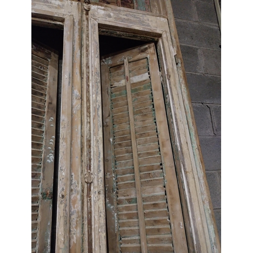 506 - Pair of 19th C. painted pine doors with Louvre panels and frame {Approx. 350 cm H x 107 cm W x 10 cm... 