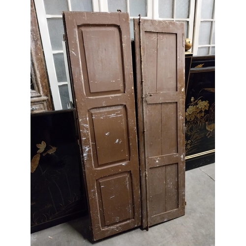 515 - Pair of 19th C. painted pine window shutters with original wrought iron fittings {178 cm H x 46 cm W... 