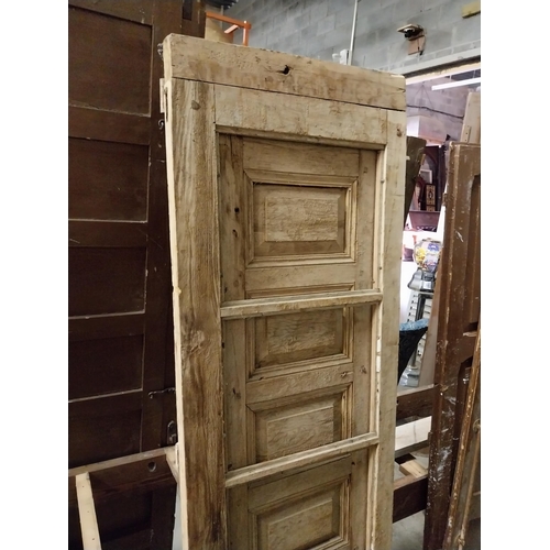 516 - 19th C. stripped pine window frame and shutter with original wrought iron fittings {184 cm H x 57 cm... 