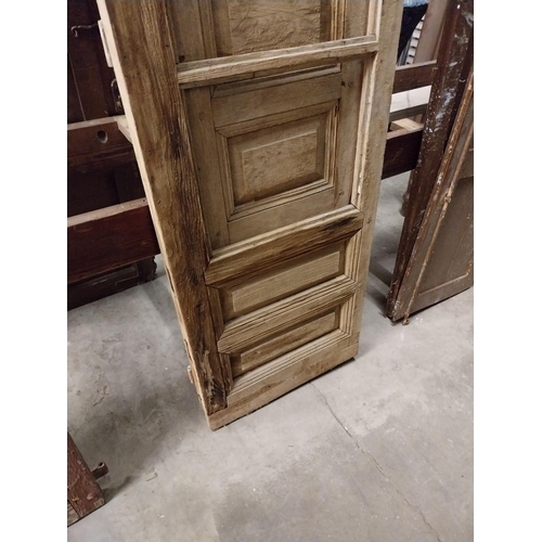 516 - 19th C. stripped pine window frame and shutter with original wrought iron fittings {184 cm H x 57 cm... 