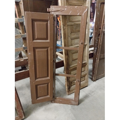 517 - Pair of 19th C. painted pine window frames and shutters with original wrought iron fittings {155 cm ... 