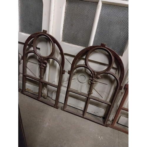 521 - Pair of good quality cast iron window frames {74 cm H x 50 cm W x 5 cm D}.