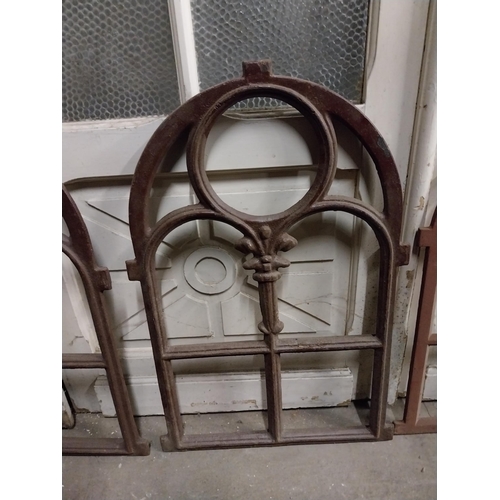 521 - Pair of good quality cast iron window frames {74 cm H x 50 cm W x 5 cm D}.