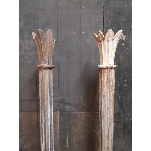 61 - Rare pair of painted hardwood bar divider pillars {200 cm H x 29 cm W x 29 cm D}.