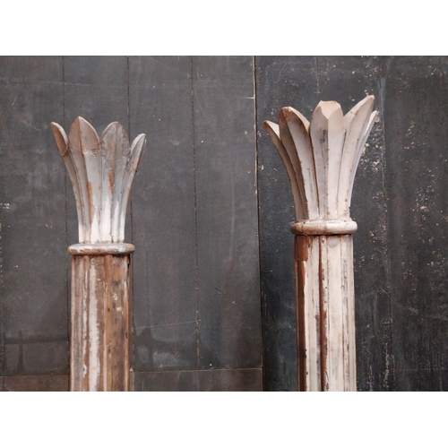 62 - Rare pair of painted hardwood bar divider pillars {197 cm H x 26 cm W x 26 cm D}.