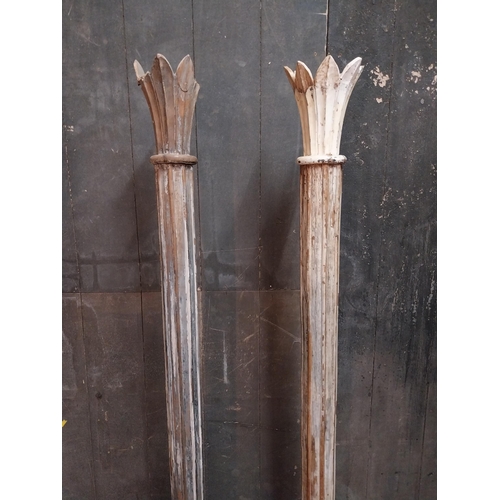 62 - Rare pair of painted hardwood bar divider pillars {197 cm H x 26 cm W x 26 cm D}.