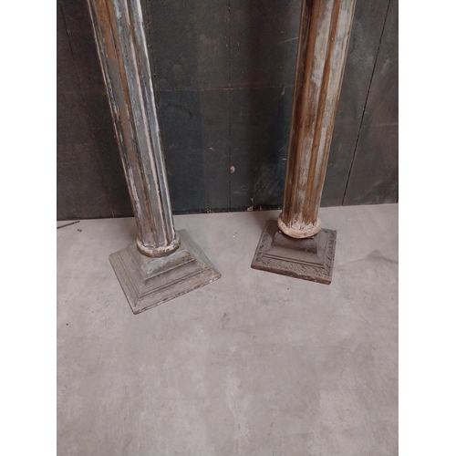 62 - Rare pair of painted hardwood bar divider pillars {197 cm H x 26 cm W x 26 cm D}.