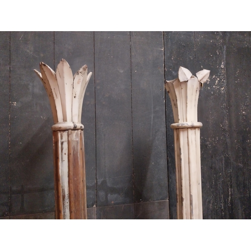 63 - Rare pair of painted hardwood bar divider pillars {197 cm H x 22 cm W x 22 cm D}.