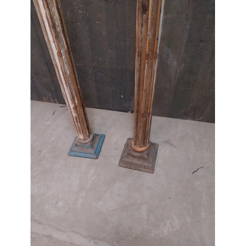 63 - Rare pair of painted hardwood bar divider pillars {197 cm H x 22 cm W x 22 cm D}.