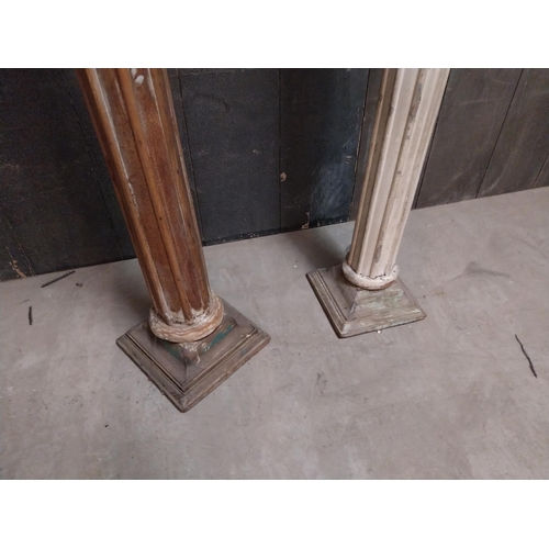 63 - Rare pair of painted hardwood bar divider pillars {197 cm H x 22 cm W x 22 cm D}.