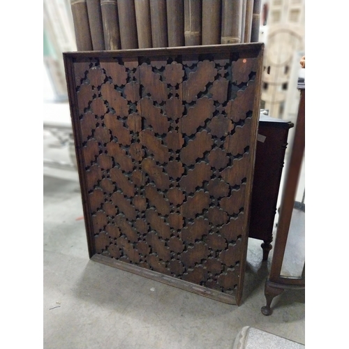 535 - Heavily carved hardwood wall panel {129 cm H x 100 cm W x 10 cm D}.