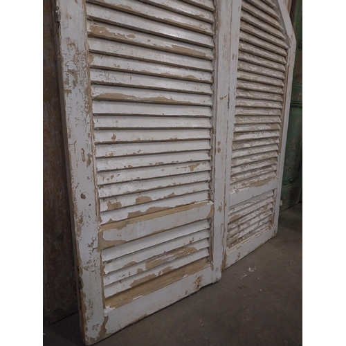 540 - Pair of 19th C. Louvre pine window shutters {138 cm H x 116 cm W x 5 cm D}.