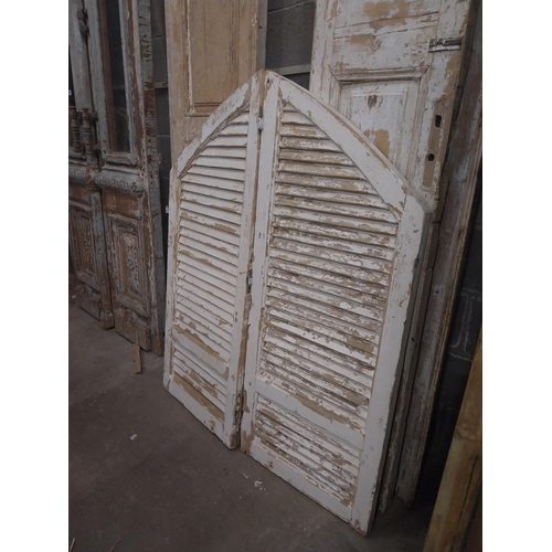 540 - Pair of 19th C. Louvre pine window shutters {138 cm H x 116 cm W x 5 cm D}.