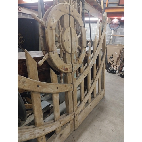 545 - Rare pair of 19th C. pine Nautical entrance gates {193 cm H x 278 cm W x 10 cm D}.