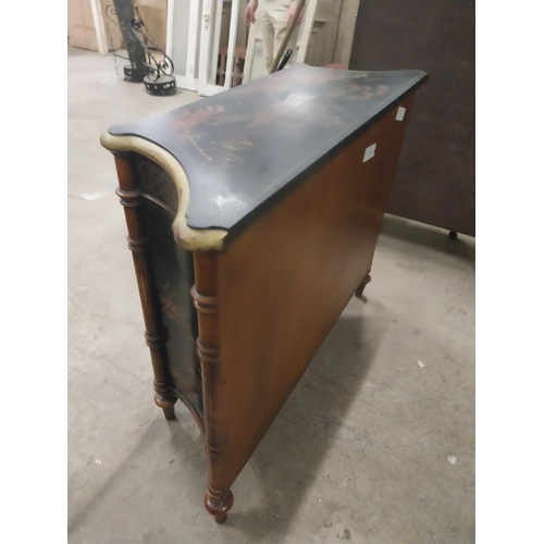 546 - Good quality Japanese mahogany and lacquered side cabinet raised on turned legs {93 cm H x 117 cm W ... 