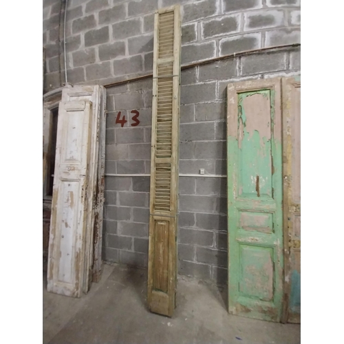 550 - Set of four 19th C. distressed pine Louvre window shutters {Approx. 325 cm H x 39 cm W x 6 cm D}.