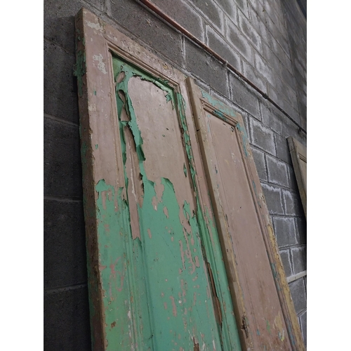 551 - Pair of 19th C. distressed pine doors with raised panels {241 cm H x 50 cm W x 5 cm D}.