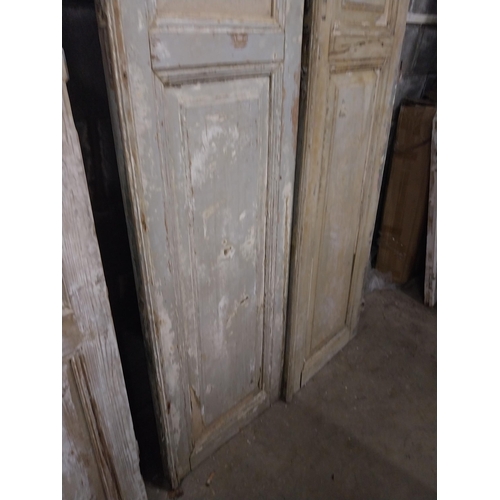 562 - Pair of 19th C. distressed pine panelled doors {252 cm H x 55 cm W x 6 cm D}.