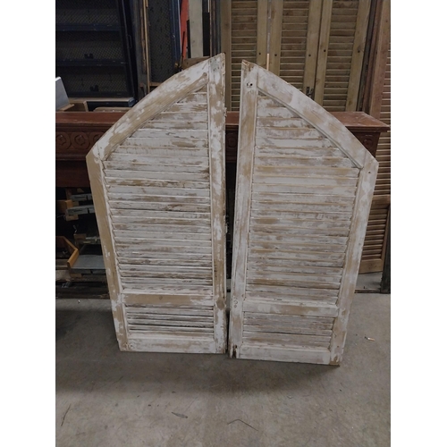 563 - Pair of 19th C. Louvre pine window shutters {140 cm H x 57 cm W x 5 cm D}.