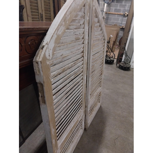 563 - Pair of 19th C. Louvre pine window shutters {140 cm H x 57 cm W x 5 cm D}.