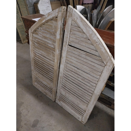 564 - Pair of 19th C. Louvre pine window shutters {140 cm H x 56 cm W x 5 cm D}.