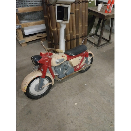 577 - 1980s Perspex and metal Carnival motor bike {73 cm H x 126 cm W x 56 cm D}.