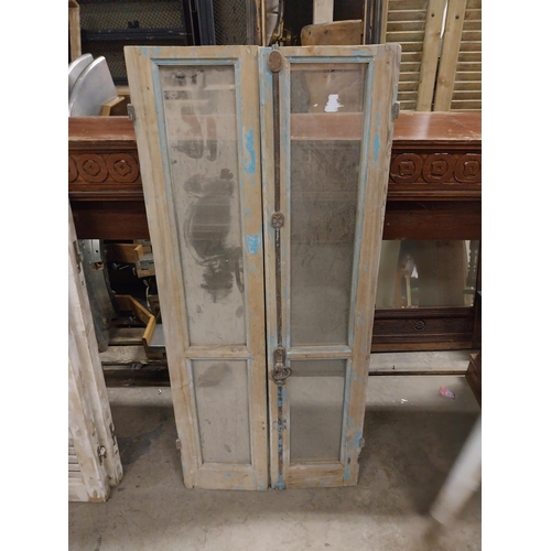 578 - Pair of 19th C. distressed pine windows with original wrought iron fittings {136 cm H x 31 cm W x 5 ... 