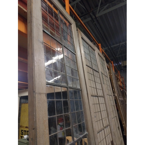 587 - Three 19th C. pitched pine doors with copper and glass panels {Approx 312, 320  cm H x 91, 94  cm W ... 