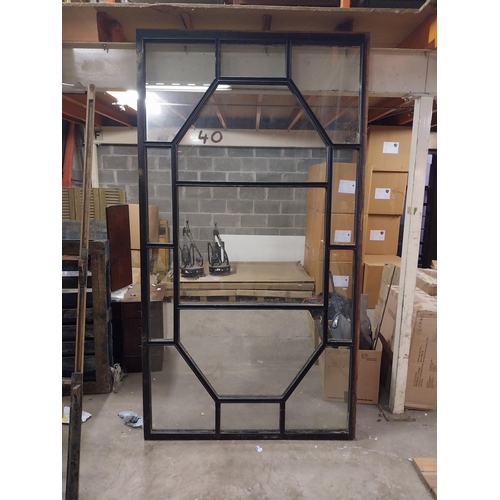 588 - Good quality early 20th C. painted pitch pine astral glazed window {253 cm H x 138 cm W x 6 cm D}.