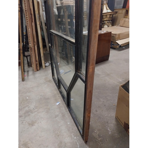 588 - Good quality early 20th C. painted pitch pine astral glazed window {253 cm H x 138 cm W x 6 cm D}.