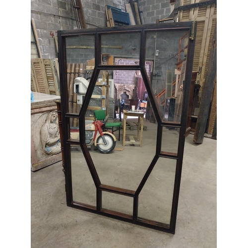 590 - Good quality early 20th C. painted pitch pine mirrored window {152 cm H x 98 cm W x 5 cm D}.