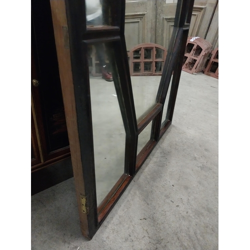 590 - Good quality early 20th C. painted pitch pine mirrored window {152 cm H x 98 cm W x 5 cm D}.