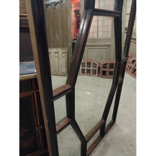 590 - Good quality early 20th C. painted pitch pine mirrored window {152 cm H x 98 cm W x 5 cm D}.