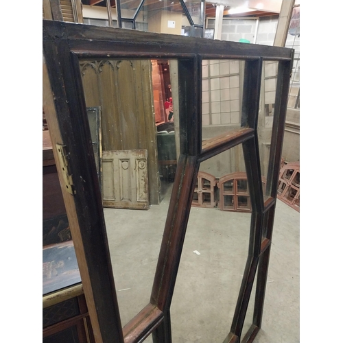 590 - Good quality early 20th C. painted pitch pine mirrored window {152 cm H x 98 cm W x 5 cm D}.