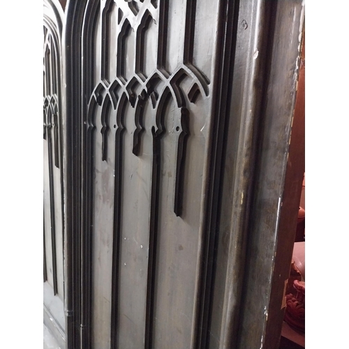 598 - Pair of film prop timber doors in the Gothic style {245 cm H x 117 cm W x 15 cm D}.