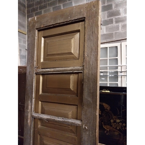 613 - 19th C. painted pine window frame with opening shutter {210 cm H x 59 cm W x 5 cm D}.