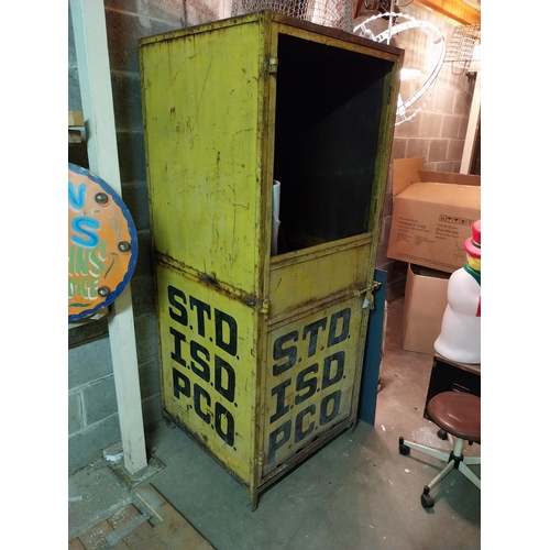 620 - Rare early 20th C. hand painted metal Indian telephone box {194 cm H x 77 cm W x 80 cm D}.