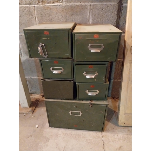 626 - Six 1940s metal office drawers.