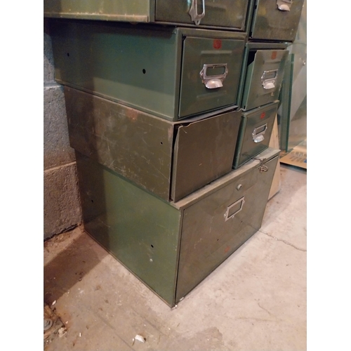 626 - Six 1940s metal office drawers.