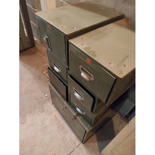 626 - Six 1940s metal office drawers.